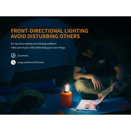 Fenix CL26RRED - LED Stmievateľná prenosná nabíjacia lampa LED/USB/2xCR123A IP66 400 lm 400 h 2600 mAh oranžová