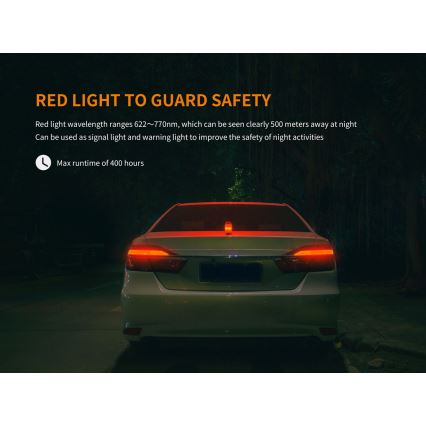 Fenix CL26RRED - LED Stmievateľná prenosná nabíjacia lampa LED/USB/2xCR123A IP66 400 lm 400 h 2600 mAh oranžová