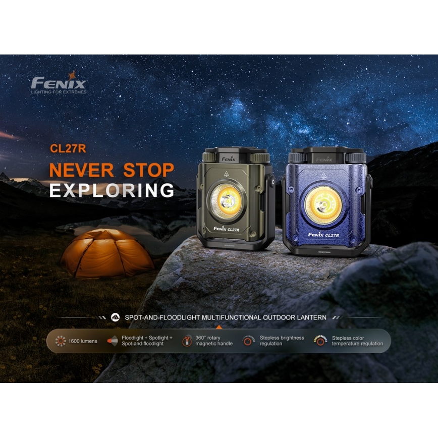 Fenix CL27RGRE - LED Stmievateľné nabíjacia svietidlo LED/USB IP66 1600 lm 285 h 5000 mAh