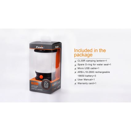 Fenix CL30R - LED Prenosná nabíhacia lampa LED/USB/6xCR123A IPX7 650 lm 300 h 2600 mAh