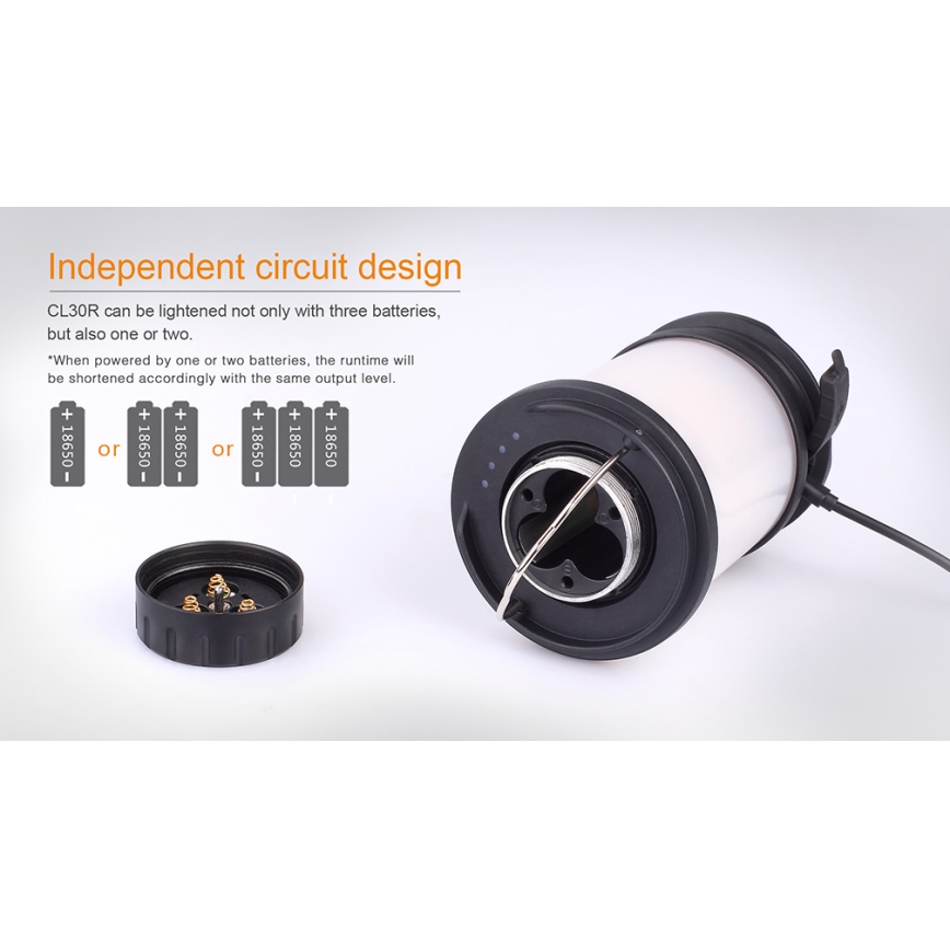 Fenix CL30R - LED Prenosná nabíhacia lampa LED/USB/6xCR123A IPX7 650 lm 300 h 2600 mAh