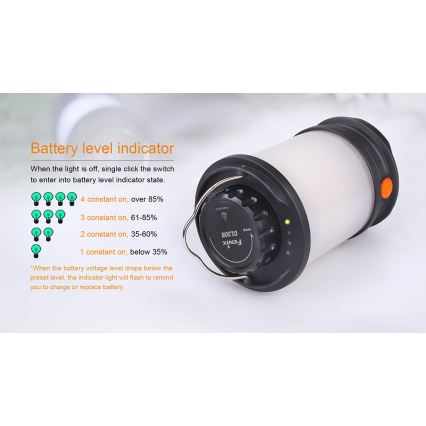 Fenix CL30R - LED Prenosná nabíhacia lampa LED/USB/6xCR123A IPX7 650 lm 300 h 2600 mAh