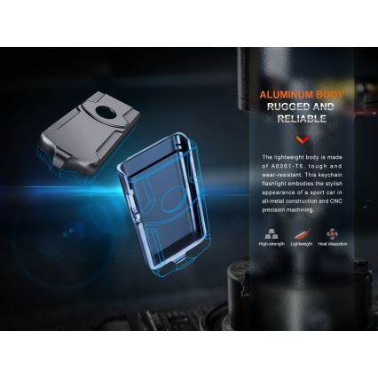 Fenix E03RV20GREY - LED nabíjacia baterka LED/USB IP66 500 lm 30 h 400 mAh