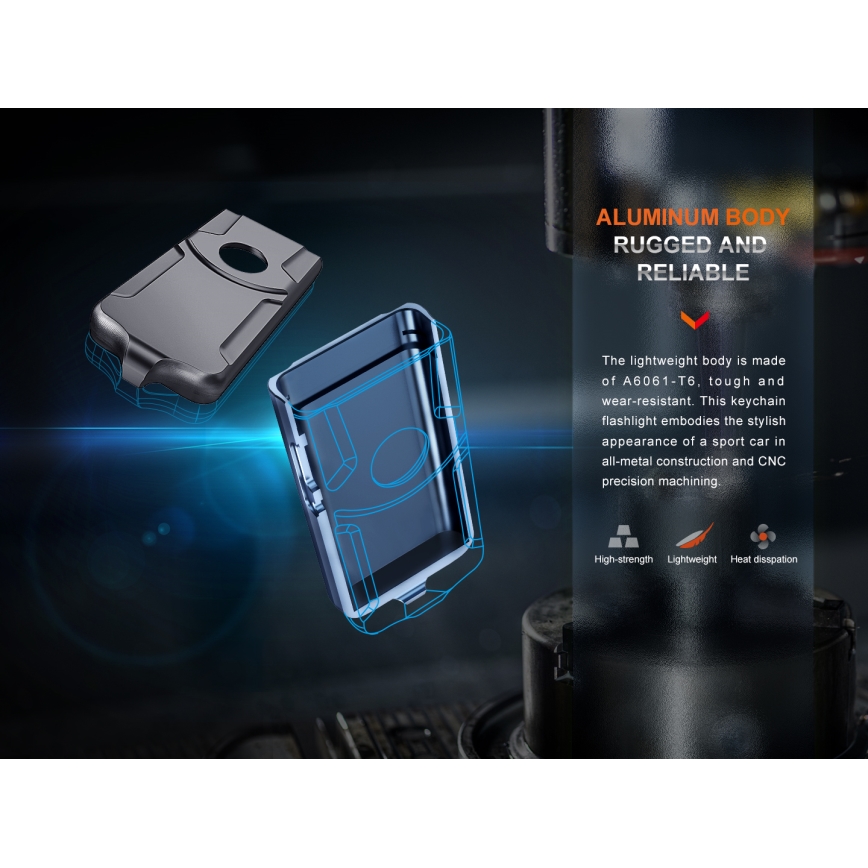 Fenix E03RV20GREY - LED nabíjacia baterka LED/USB IP66 500 lm 30 h 400 mAh