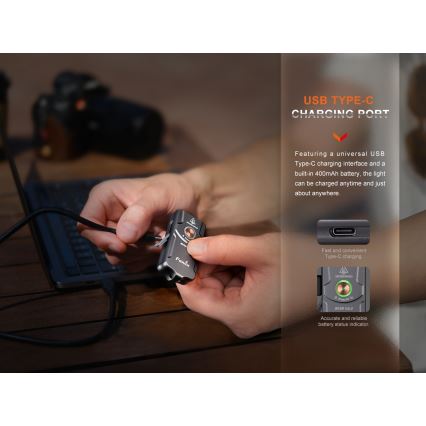 Fenix E03RV20GREY - LED nabíjacia baterka LED/USB IP66 500 lm 30 h 400 mAh
