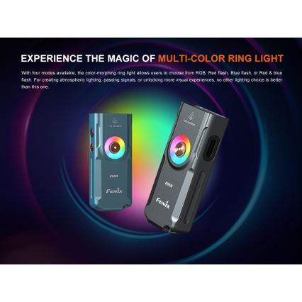 Fenix E06RTKS - LED Stmievateľná nabíjacia baterka UV LED/USB IP66 700 lm 60 h 750 mAh tyrkysová