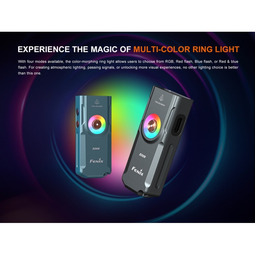 Fenix E06RTKS - LED Stmievateľná nabíjacia baterka UV LED/USB IP66 700 lm 60 h 750 mAh tyrkysová