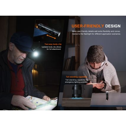 Fenix E12V30 - LED stmievateľná nabíjateľná baterka LED/1xAA 2000 mAh IP68 200 lm 100 h čierna