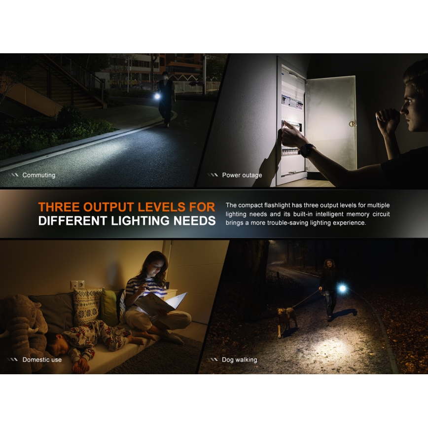 Fenix E12V30 - LED stmievateľná nabíjateľná baterka LED/1xAA 2000 mAh IP68 200 lm 100 h čierna