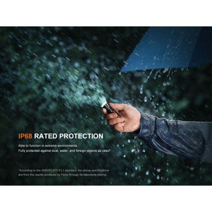 Fenix E12V30 - LED stmievateľná nabíjateľná baterka LED/1xAA 2000 mAh IP68 200 lm 100 h čierna