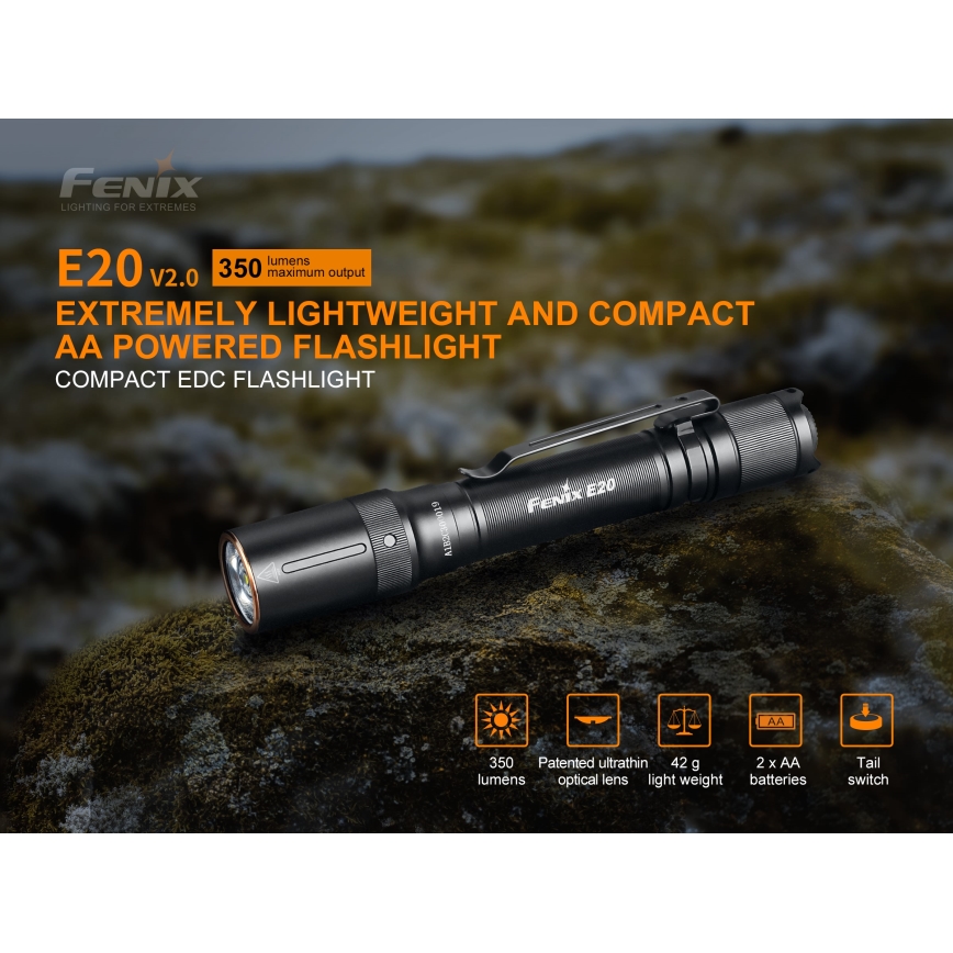 Fenix E20V20 - LED Baterka LED/2xAA IP68 350 lm 200 h