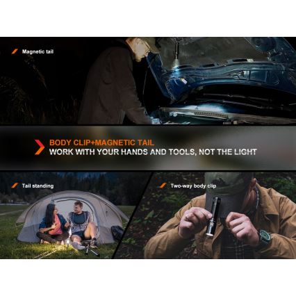 Fenix E28RV20 - LED Stmievateľná nabíjacia baterka LED/USB/2xCR123A IP68 1700 lm 260 h 3400 mAh