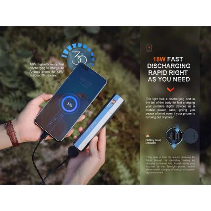 Fenix ECPBLUE - LED nabíjacia baterka s powerbankou USB IP68 1600 lm 504 h 5000 mAh modrá