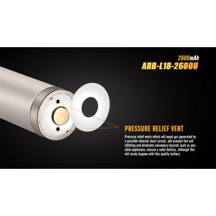 Fenix FE18650LI26USB - 1 ks Nabíjateľná batéria s USB, 3,6 V, 2600 mAh