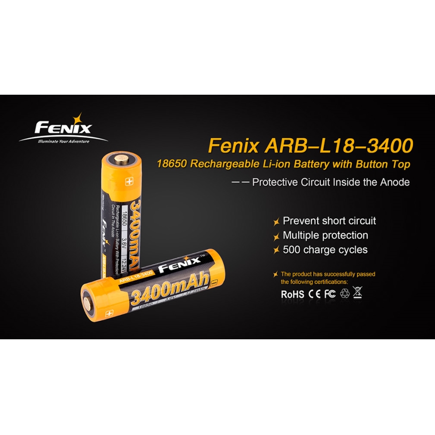 Fenix FE18650LI34 - 1ks Nabíjateľná batéria 18650/3,6V 3400 mAh