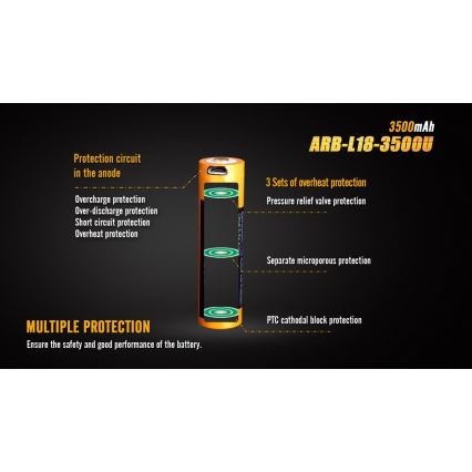 Fenix FE18650LI35USB - 1 ks USB nabíjateľný lítium-iónový akumulátor/3,6V 3500 mAh