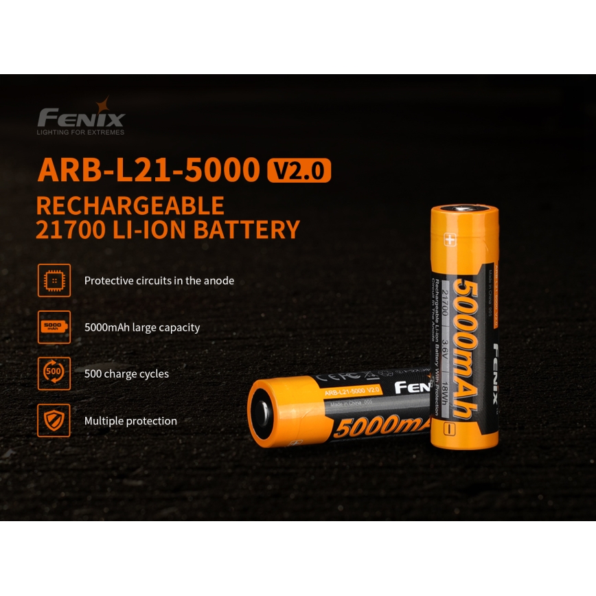 Fenix FE21700V20 - 1 ks Nabíjateľný akumulátor 21700/3,6V 5000 mAh