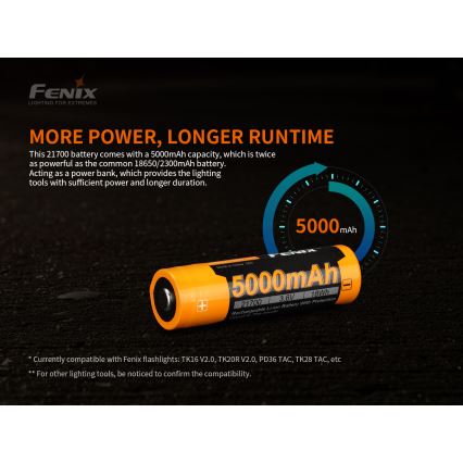 Fenix FE21700V20 - 1 ks Nabíjateľný akumulátor 21700/3,6V 5000 mAh