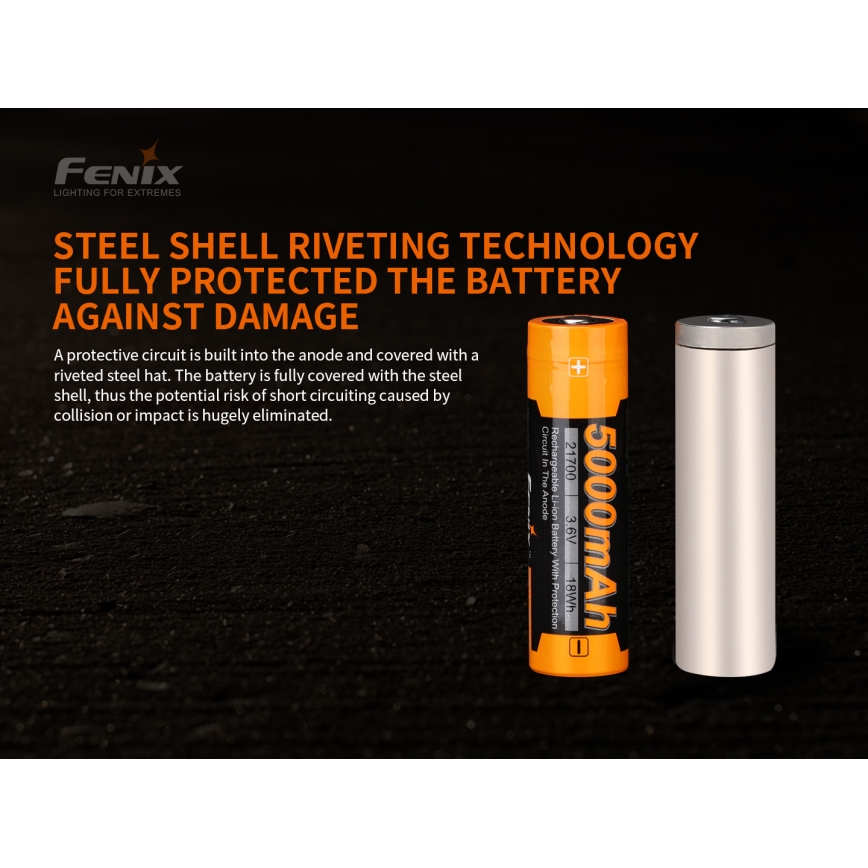 Fenix FE21700V20 - 1 ks Nabíjateľný akumulátor 21700/3,6V 5000 mAh