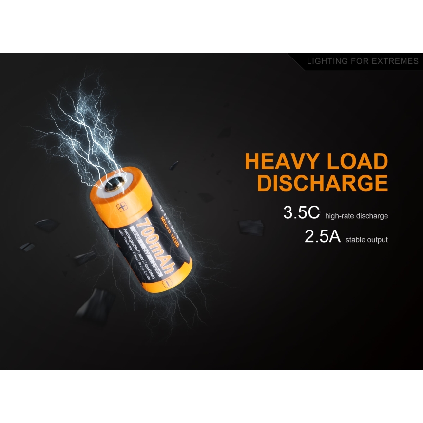 Fenix FERCR123ALIIONUP - 1 ks Nabíjateľná batéria USB/3,6 V 700 mAh