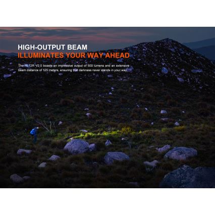 Fenix HL12RV20BLC - stmievaľná dobíjateľná čelovka LED/USB 950 mAh IP66 500 lm 112 h čierna