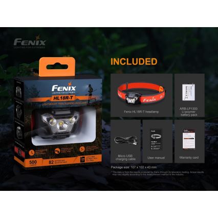 Fenix HL18RTRAIL - LED Nabíjacia čelovka LED/3xAAA IP66 500 lm 300 h