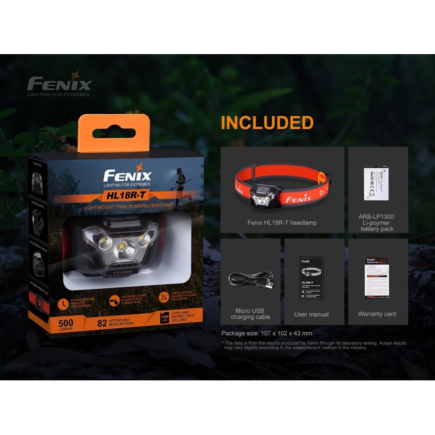 Fenix HL18RTRAIL - LED Nabíjacia čelovka LED/3xAAA IP66 500 lm 300 h