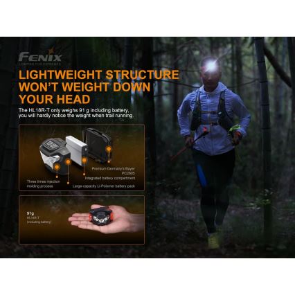 Fenix HL18RTRAIL - LED Nabíjacia čelovka LED/3xAAA IP66 500 lm 300 h
