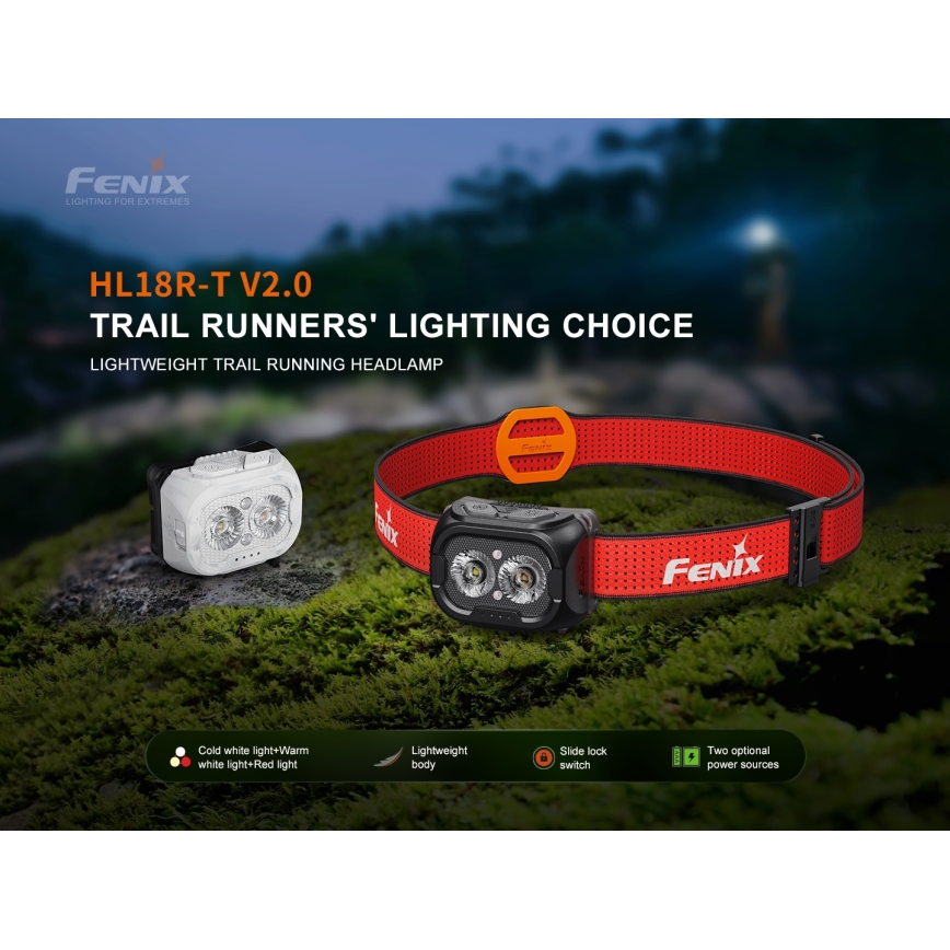 Fenix HL18RTV20BLC - LED Stmievateľná nabíjacia čelovka LED/USB/3xAAA IP66 800 lm 160 h 1900 mAh čierna/oranžová