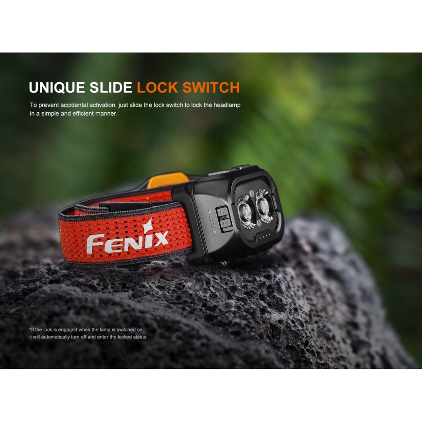 Fenix HL18RTV20BLC - LED Stmievateľná nabíjacia čelovka LED/USB/3xAAA IP66 800 lm 160 h 1900 mAh čierna/oranžová
