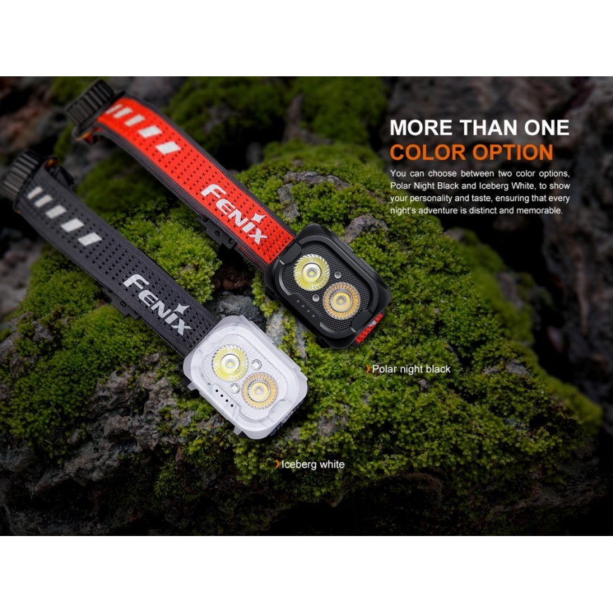 Fenix HL18RTV20BLC - LED Stmievateľná nabíjacia čelovka LED/USB/3xAAA IP66 800 lm 160 h 1900 mAh čierna/oranžová