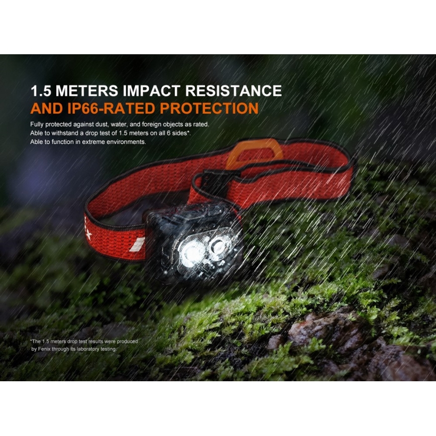 Fenix HL18RTV20BLC - LED Stmievateľná nabíjacia čelovka LED/USB/3xAAA IP66 800 lm 160 h 1900 mAh čierna/oranžová