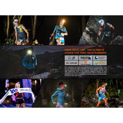 Fenix HL18RTV20BLC - LED Stmievateľná nabíjacia čelovka LED/USB/3xAAA IP66 800 lm 160 h 1900 mAh čierna/oranžová