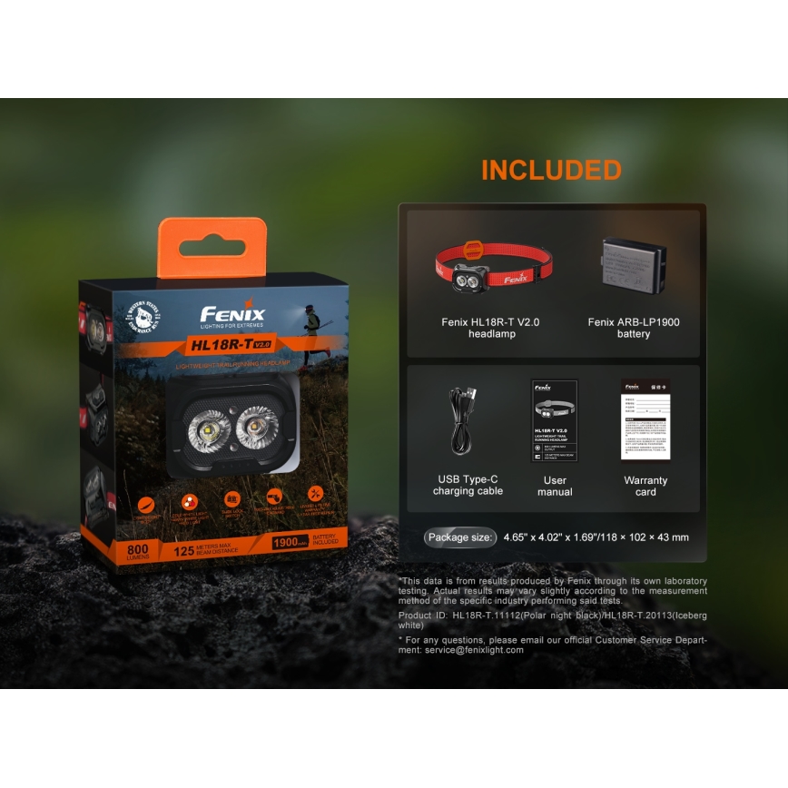 Fenix HL18RTV20BLC - LED Stmievateľná nabíjacia čelovka LED/USB/3xAAA IP66 800 lm 160 h 1900 mAh čierna/oranžová