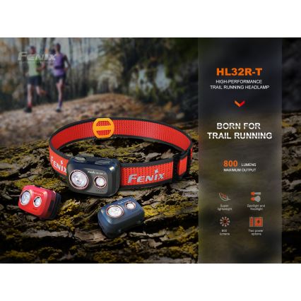 Fenix HL32RTRED - LED Nabíjacia čelovka LED/USB/3xAAA IP66 800 lm 300 h červená/oranžová