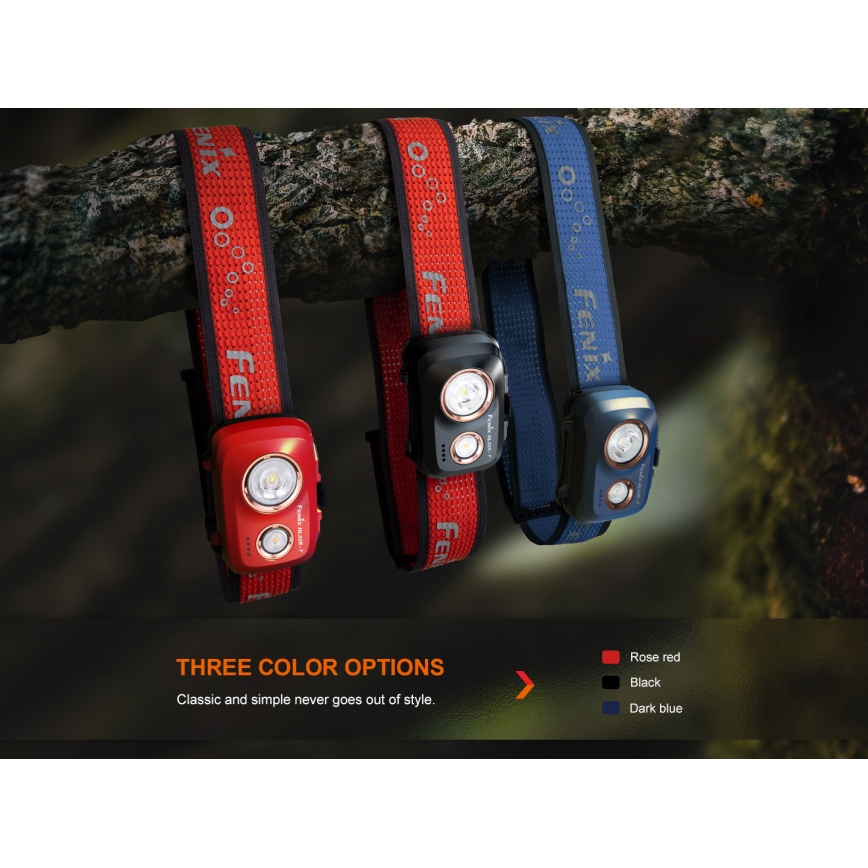 Fenix HL32RTRED - LED Nabíjacia čelovka LED/USB/3xAAA IP66 800 lm 300 h červená/oranžová