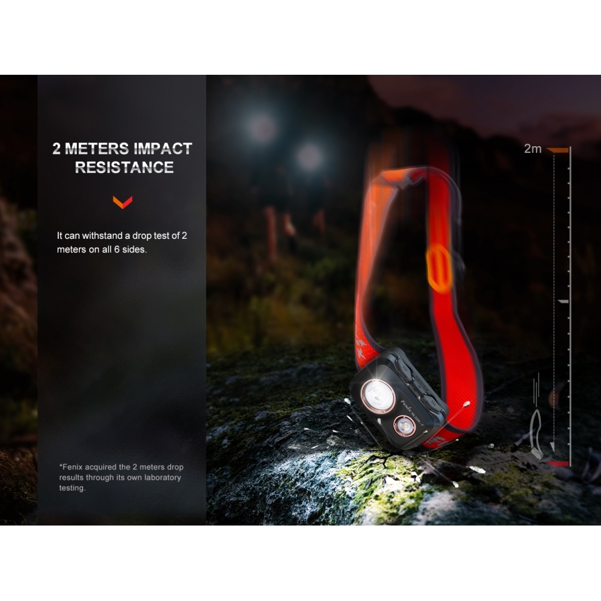 Fenix HL32RTRED - LED Nabíjacia čelovka LED/USB/3xAAA IP66 800 lm 300 h červená/oranžová