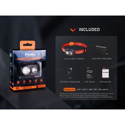 Fenix HL32RTRED - LED Nabíjacia čelovka LED/USB/3xAAA IP66 800 lm 300 h červená/oranžová