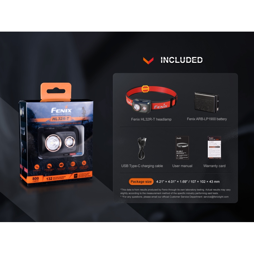 Fenix HL32RTRED - LED Nabíjacia čelovka LED/USB/3xAAA IP66 800 lm 300 h červená/oranžová