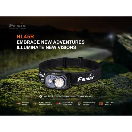 Fenix HL45R - LED Stmievateľná nabíjacia zaostrovacia čelovka LED/USB IP66 1000 lm 240 h čierna