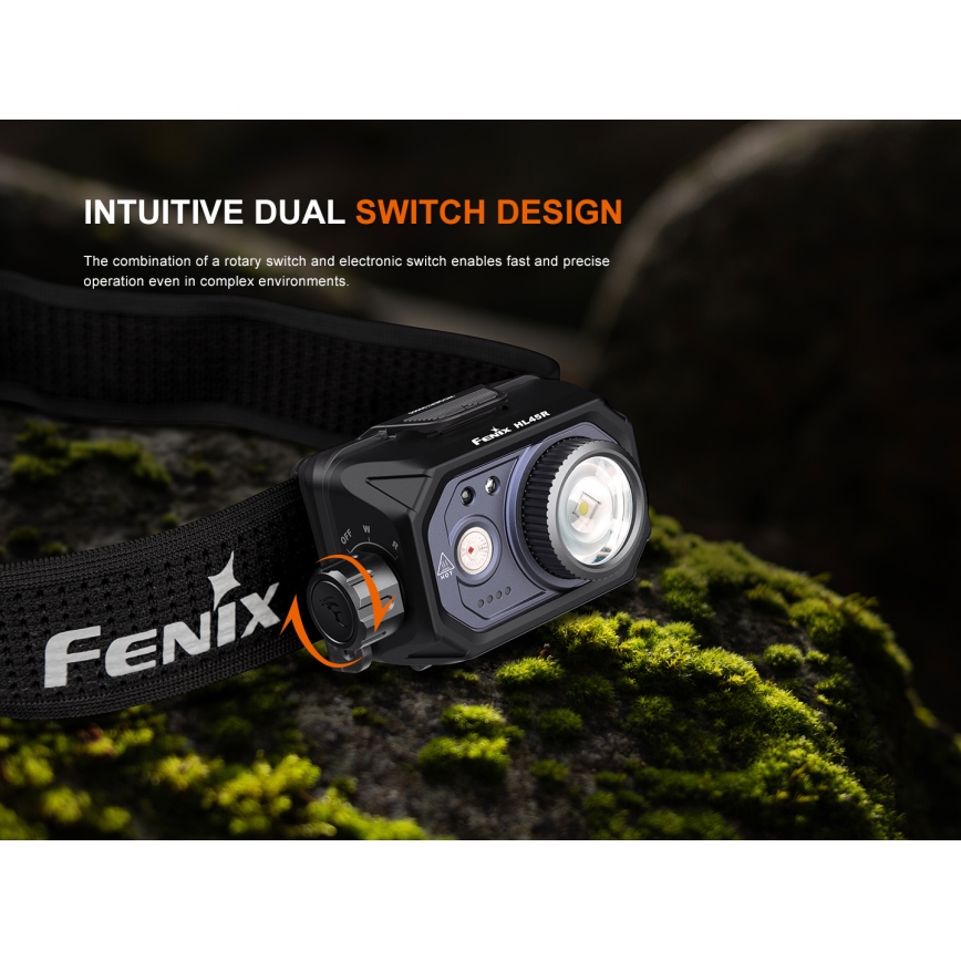 Fenix HL45R - LED Stmievateľná nabíjacia zaostrovacia čelovka LED/USB IP66 1000 lm 240 h čierna