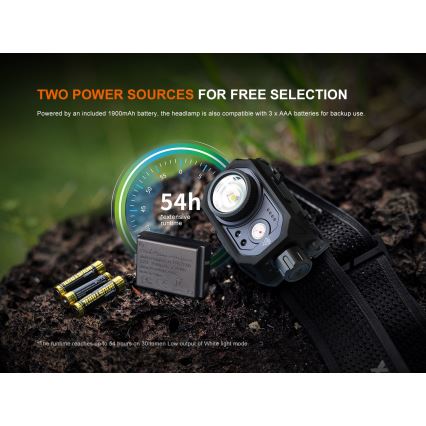 Fenix HL45R - LED Stmievateľná nabíjacia zaostrovacia čelovka LED/USB IP66 1000 lm 240 h čierna