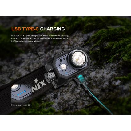Fenix HL45R - LED Stmievateľná nabíjacia zaostrovacia čelovka LED/USB IP66 1000 lm 240 h čierna