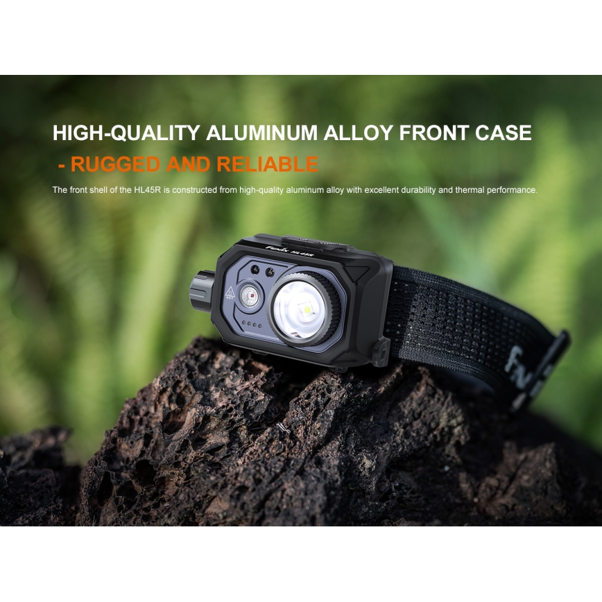 Fenix HL45R - LED Stmievateľná nabíjacia zaostrovacia čelovka LED/USB IP66 1000 lm 240 h čierna