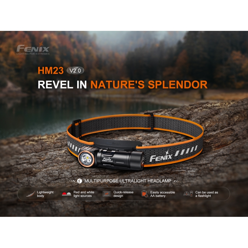 Fenix HM23V20 - LED Stmievateľná čelovka LED/1xAA IP68 300 lm 100 h