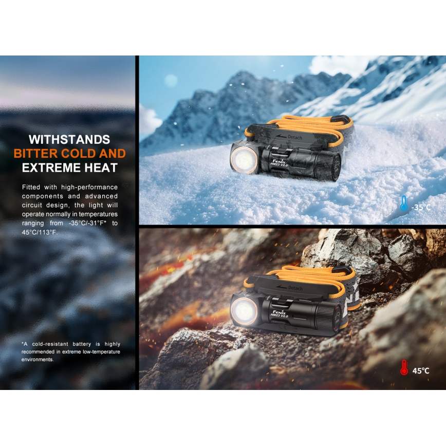 Fenix HM23V20 - LED Stmievateľná čelovka LED/1xAA IP68 300 lm 100 h