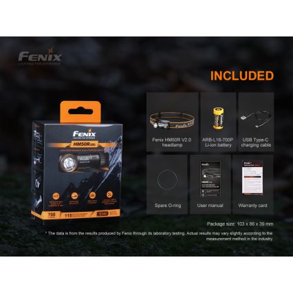 Fenix HM50RV20 - LED Nabíjacia čelovka 3xLED/USB/1xCR123A IP68 700 lm 120 h 700 mAh