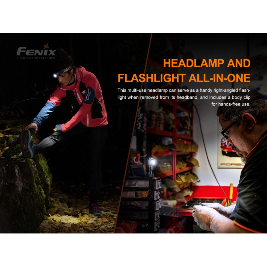 Fenix HM50RV20 - LED Nabíjacia čelovka 3xLED/USB/1xCR123A IP68 700 lm 120 h 700 mAh