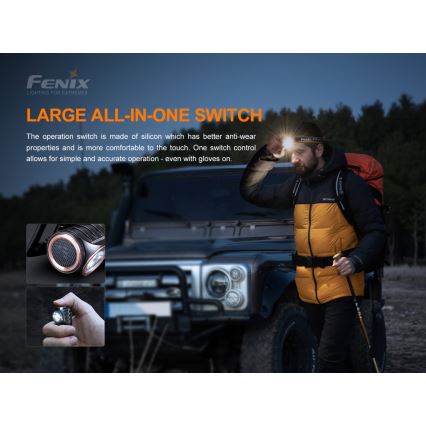 Fenix HM50RV20 - LED Nabíjacia čelovka 3xLED/USB/1xCR123A IP68 700 lm 120 h 700 mAh