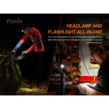 Fenix HM51RV30 - LED stmievateľná nabíjateľná čelovka LED/USB/1xCR123A 950 mAh IP68 860 lm 125 h oranžová